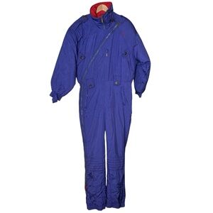 Nevica VTG One Piece Full Ski Suit Insulated Blue Size S / M Pockets Athleisure